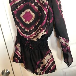 One Sleeve Silk Tie Dye Romper